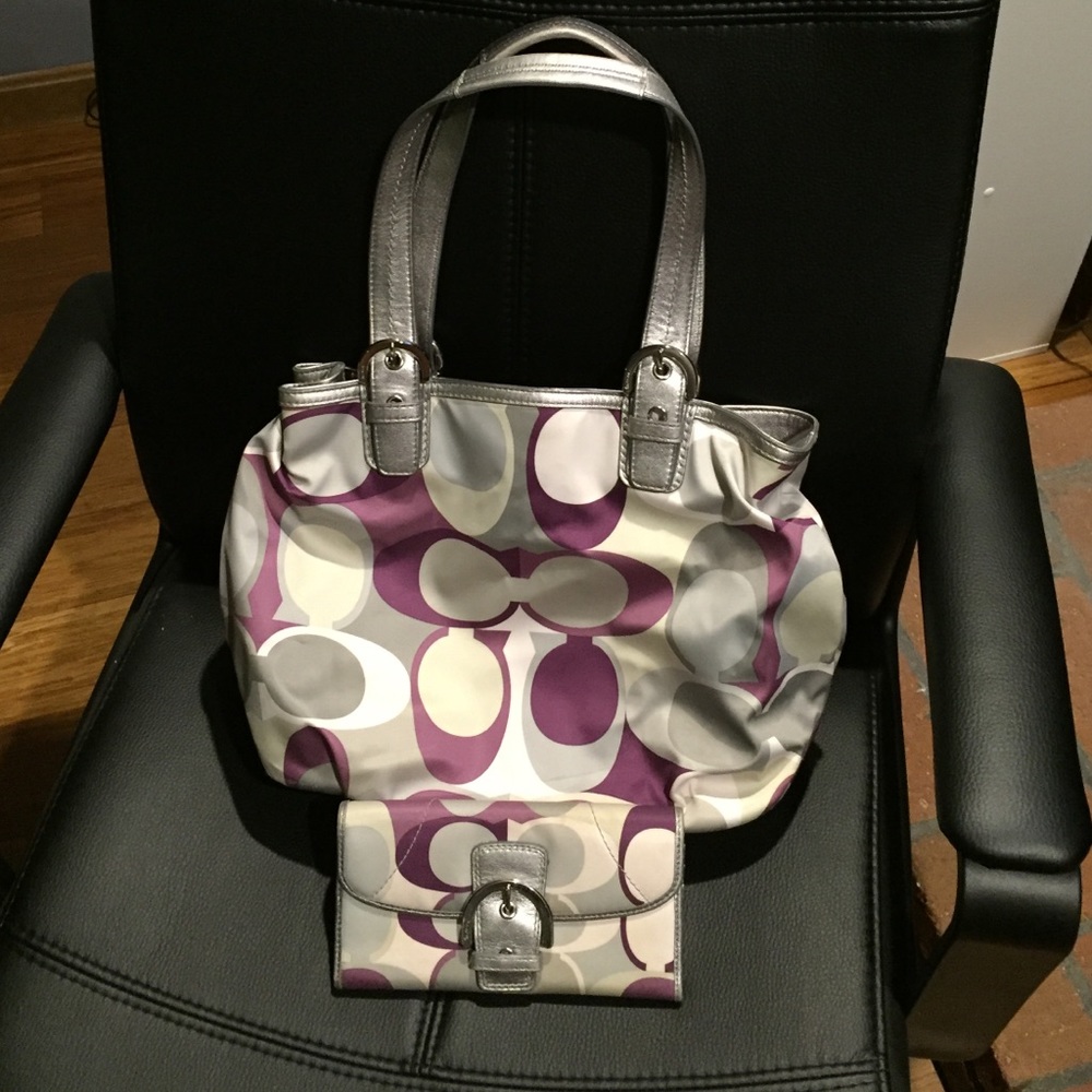 Authentic Coach monogram tote & wallet